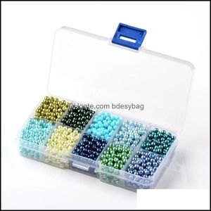 Autres perles en vrac Bijoux Série bleue et verte Perle de verre en boîte de perles dispersées Accessoires d'ornement de bricolage pour faire une livraison directe 2021 1T