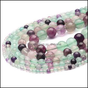 Autres perles en vrac usine de bijoux en gros Colorf pierre de fluorite ronde naturelle pour la fabrication de bracelet à bricoler soi-même collier bijoux livraison directe 202