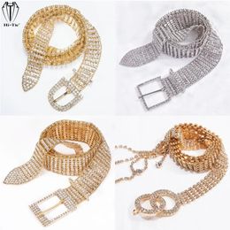 Andere luxe merken Glanzende damesriem Strass tailleband Helder Bruid Bling Kristal Diamant Sliver Gouden ketting Riemen Hoge kwaliteit 231128