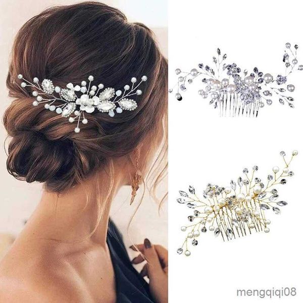 Otro peine de lujo para novia, oro blanco, accesorios para el cabello de boda, enredadera para el cabello con peine para novias