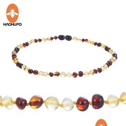 Andere luxe- Haohupo Ontwerp Amber Armband Ketting Voor Baby Baltische Natuurlijke Sieraden Jongen Meisjes Baby Tandjes Geschenken Sup270A Drop De Dhyz8