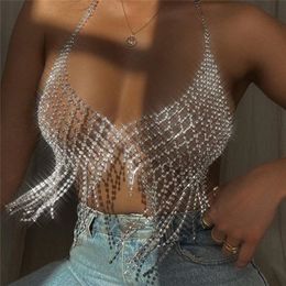 Andere luxe mesh Tassel kistketen beha top kristal lingerie bikini sexy body sieraden voor vrouwen festival cadeau 221008