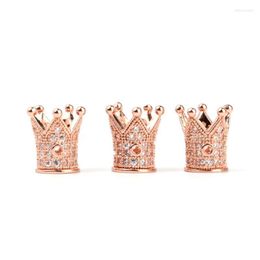 Andere luxe roségouden Micro Pave White Rhinestone Cubic Zirconia Crown kralen voor mannen Bracelet Making Sieraden Charmother Edwi22