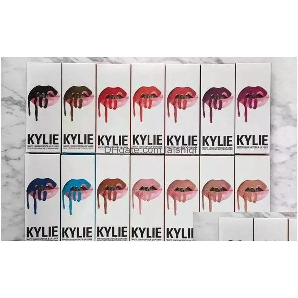 Autre maquillage 5 couleurs Kylie Jenner Rouge à lèvres Lipgloss Lipliner Lipkit Veetine Liquid Matte Kits Veet Liner Crayon Keyshadow Beauté Dr Dheje