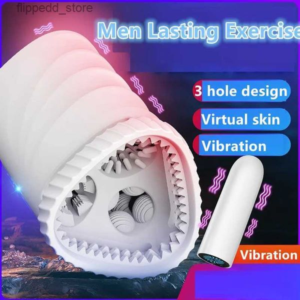 Autres articles de massage 3 trous conception mâle masturbateur tasse douce chatte vibrateur jouets sexuels adulte endurance exercice produits sexuels tasse de poche sous vide pour hommes Q231104