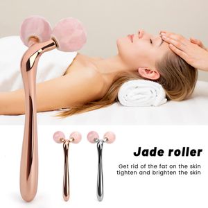 Andere massage -items 3D Face Massager Rose Quartz Jade Roller Pink Nature Stone Heathy Beauty Tools Skin Care for Women 230815