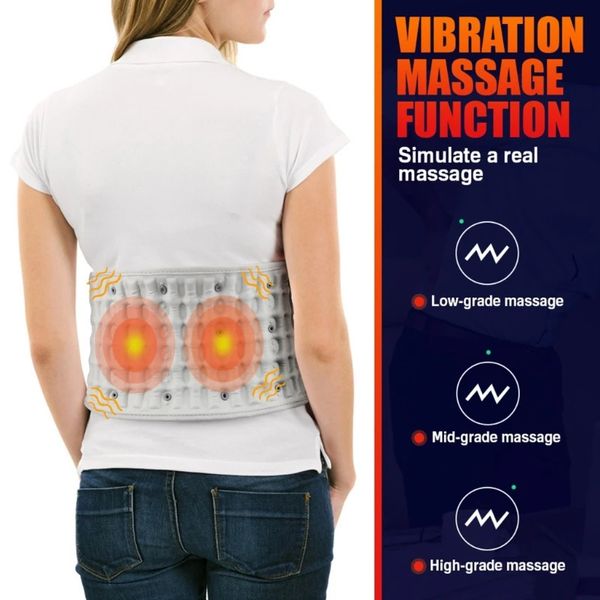 Otros artículos de masaje Cinturón de calefacción eléctrica Descompresión Lumbar Espalda Masajeador de cintura Soporte Vibración Inflable Alivio del dolor Gota 231129