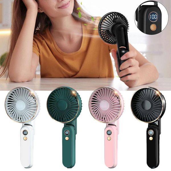 Otros artículos de masaje Ventilador de mano plegable portátil recargable con 5 velocidades y batería de 2500 mAh ajustable mini mano silenciosa verano 230906