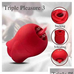 Outros itens de massagem Mas Powerf Rose Vibrador Mulheres Masturbação Lick Vibradores Brinquedo Língua Lambendo Chupando Mamilo Adt Feminino Masturba Dhbft