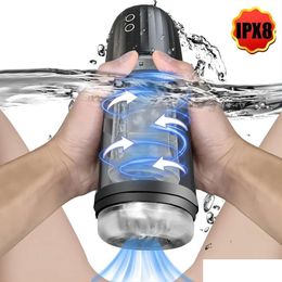 Andere massageartikelen Masturbator Ipx8 Waterdicht Masturbatiespeelgoed voor mannen Matic Rotatie Zuigen Heup Eikeltrainer Tos Voor Mannen Adts Drop Dhbwd