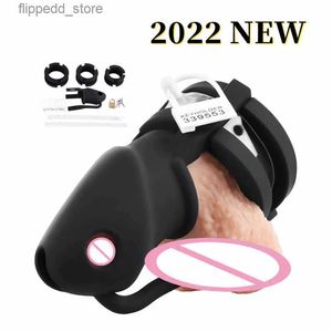 Autres articles de massage Nouveau Silicone Chastity Lock Multicolor Chastity Device Cock Ring Bondage Cock Cage Pénis Sissy Sex Toys Pour Hommes Produits Pour Adultes 18 Q231104