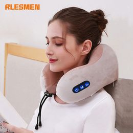 Otros artículos de masaje RLESMEN Masajeador de cuello eléctrico Almohada en forma de U Multifuncional Portátil Cervical Travel Home Car Relax 230718