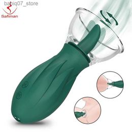 Otros artículos de masaje Safiman Clinical Tongue Licking Vibrante Estimulador del punto G Juguete sexual femenino 3 Chupar 10 modos de lamer Pezones Lechón Juguete para adultos Q240329