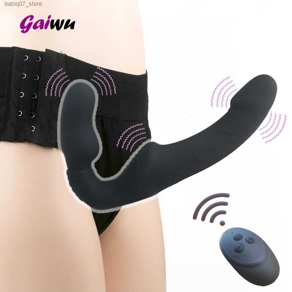 Otros artículos de masaje Vibrador de pene falso sin hombros con control remoto adecuado para parejas de lesbianas femeninas Juguete sexual con punto G con estimulador de clítoris Q240329