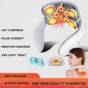 Andere massage -items Smart elektrische nek Massager Hekschouders Massage Vibratie Comprimeren Voice Massager voor spierverlichting Vertebra Vertetis 230211