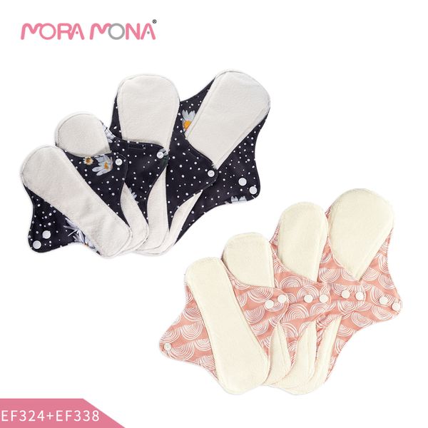 Autres fournitures de maternité Mora Mona 8 pièces serviettes menstruelles lavables en fibre de bambou serviettes hygiéniques réutilisables serviettes hygiéniques lavables en tissu ailé pour maman 230614