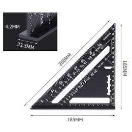 Autres instruments d'analyse de mesure Règle de triangle 1830CM Alliage d'aluminium Angle Rapporteur Vitesse Règle de mesure carrée métrique pour outils de cadrage Jauges 230620