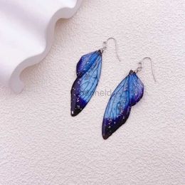 Andere Minar Handmade Clear Gradient Resin Simulation Wings Butterfly Rhinestones Flake Long Drop Earrings For Women Wedding Sieraden 240419