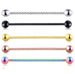 Andere mix 5 -stcs multicolor coating roestvrijstalen barbell tong piercing sieraden industriële tepelring