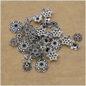 Autres capuchons de perles de fleurs plaquées en argent antique mélangé pour la fabrication de bijoux accessoires de bracelet résultats bricolage 150pcs / lot drop livrer Dhgarden Dh4Ko