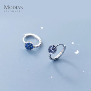 Andere modiaanse vintage 925 Sterling zilverblauw kristallen stenen stapelbare licht kralen hoepel oorbel voor vrouwen Japanse stijl fijne sieraden
