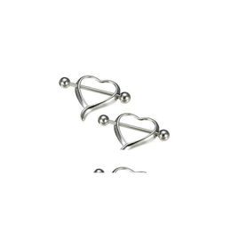 Andere Modrsa 2pcs/Lot Heart Nipple Shield Piercing ringen roestvrijstalen barbell ring body sieraden voor vrouwen drop levering dhsdj