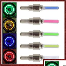 Otros accesorios de motocicleta 1USD LED Flash Tire Light Bike Wheel Vae Cap Luces Coche Bicicletas Bicicleta Moto Neumático Lámpara Moda 9 Color Otq7Q