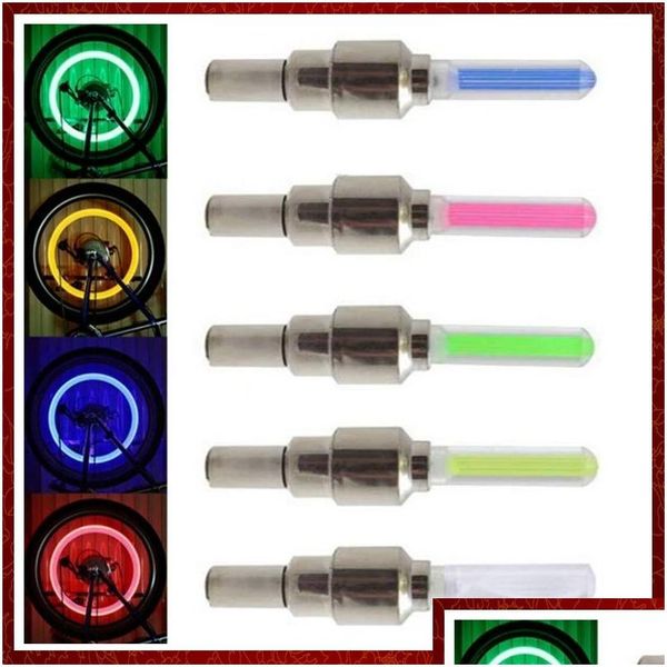 Otros accesorios de motocicleta 1usd LED Flash Tire Light Bike Wheel Vae Cap Luces Coche Bicicletas Bicicleta Moto Neumático Lámpara Moda 9 Color Ot9TV