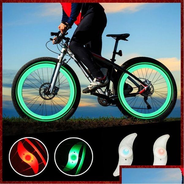 Autres accessoires de moto 1USD LED Flash Tire Light Bike Roue Vae Cap Voiture Vélos Vélo Pneu Lampe 9 Couleurs Lampe De Poche Bleu Vert Dhh7C