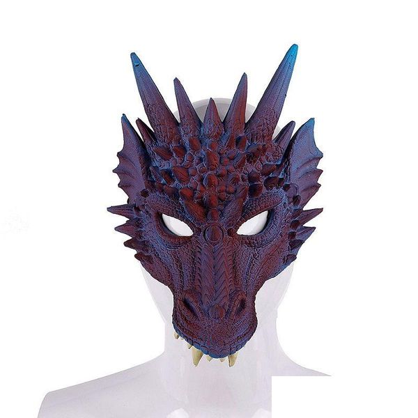 Autres accessoires de moto Nouveaux accessoires d'Halloween Masque de dragon 3D Demi-masques pour enfants Adolescents Halloween Costume Décorations de fête Ad Dhfec