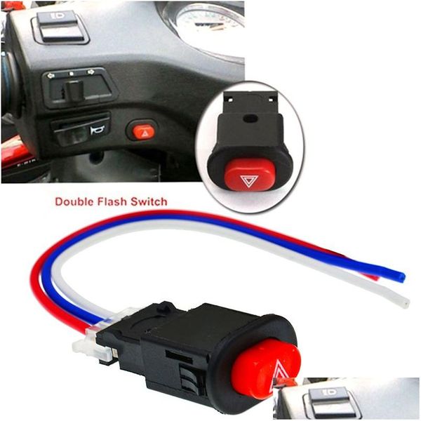 Otras piezas de motocicleta Interruptor de luz de peligro Intermitente de advertencia doble Señal de emergencia con bloqueo de 3 cables para motor Atv Bike Drop Delivery M DHPL4