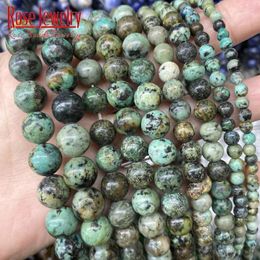 Andere natuurlijke Afrikaanse turquoises kralen rond losse steen 15 "4/6/8/10/12 mm Fit diy charmes armband Bead voor sieraden maken Wynn22