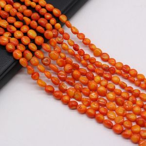 Otras cuentas de corales naturales botón en forma de naranja rojo espaciador suelto con cuentas para la fabricación de joyas DIY pulsera collar pendientes accesorios Rita22