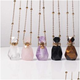 Autre cristal naturel par bouteille collier huile essentielle femmes nouveau creux pour petite amie livraison bijoux colliers pendentifs Dh3Fu