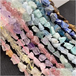 Autre forme naturelle pierre brute fluorite améthystes amazonite lapis lazi cristal fumé perles minérales bracelet à bricoler soi-même livraison directe DHLF2