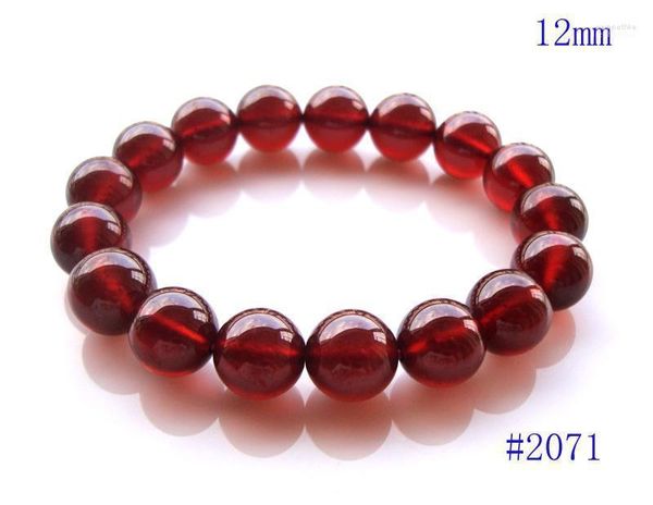 Pulsera de cuentas redondas de granate naranja Natural para mujer y hombre, accesorios de joyería, regalo para bodas y fiestas Wynn22