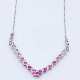 Andere natuurlijke echte roze toermalijn ketting 3,4 mm 0,25 ct 15 stuks edelsteen 925 sterling zilveren fijne sieraden voor mannen of vrouwenX21857Overig