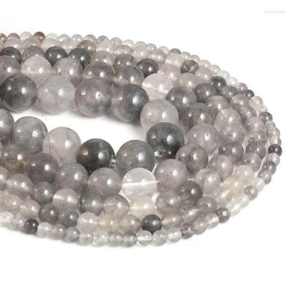 Autres perles de pierre semi-précieuses naturelles Cloud Crystal Circulaire DIY pour la fabrication de colliers, bracelets et boucles d'oreilles 4/6/8/10/12mm 38cmAutre Edwi2