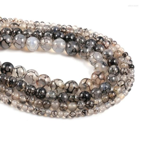 Autres perles de pierre naturelle Agates de veine de dragon noir 6/8/10 mm boule ronde en vrac pour la fabrication de bijoux collier accessoires de bricolageAutre Edwi22