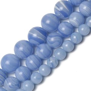 Autres perles de pierre naturelle Agates de dentelle bleue rondes en vrac pour la fabrication de bijoux couture bricolage bracelet à breloques 6 8 10mm262W