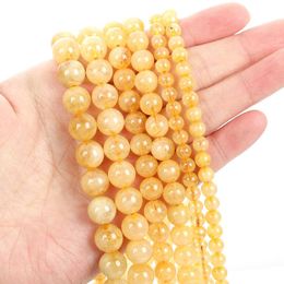 Autres perles de pierre naturelles Citrine Quartz Round lâche pour les bijoux Bracelet à l'aiguille de fabrication de bricolage 4-12 mm