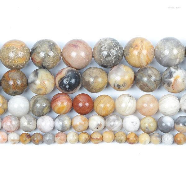 Otra piedra natural Crazy Agates Charm Granos redondos sueltos para la fabricación de joyas Pulsera de costura DIY Tamaño de selección Strand 4 6 8 10 12 MMOther Edw