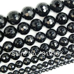 Andere natuursteen gefacetteerde zwarte agata onyx ronde losse spacer kralen 4 6 8 10 12 14 mm 15 "streng voor sieraden maken diy bedelarmband