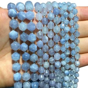 Otras cuentas espaciadoras facetadas de piedra natural aguamarina para fabricación de joyas DIY pulsera collar accesorios hechos a mano 6 8 10 mm 15'222i