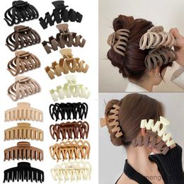 Andere Neutrale Koffie Grote Clips voor Dikke Haaraccessoires Vrouwen Hoofdtooi Mode Plastic Vangst Krab Haarspelden Geschenken