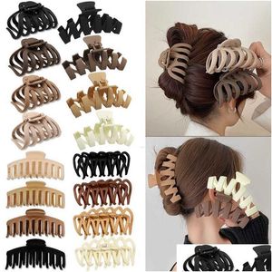 Andere neutrale koffie Grote clips voor dikke haaraccessoires vrouwen hoofdtooi mode plastic vangst krab haarspelden geschenken drop levering je dhxms