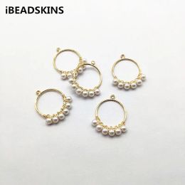 Autre nouvelle arrivée 27x23mm 50pcs Copper / imitation Perle Round Shape Charm pour les boucles d'oreilles Pièces, boucles d'oreilles faites à la main