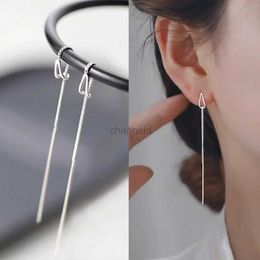 Andere nieuwe mode drop oorlijn lange gouden zilveren kleur hangende oorbellen voor vrouwen kristal tassel oorbel oor accessoires sieraden geschenken 240419