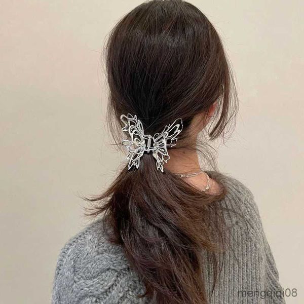 Autre nouveau liquide papillon pince à cheveux métal vent argent saisir requin dames géométrique bandeau rétro Punk accessoires R230608