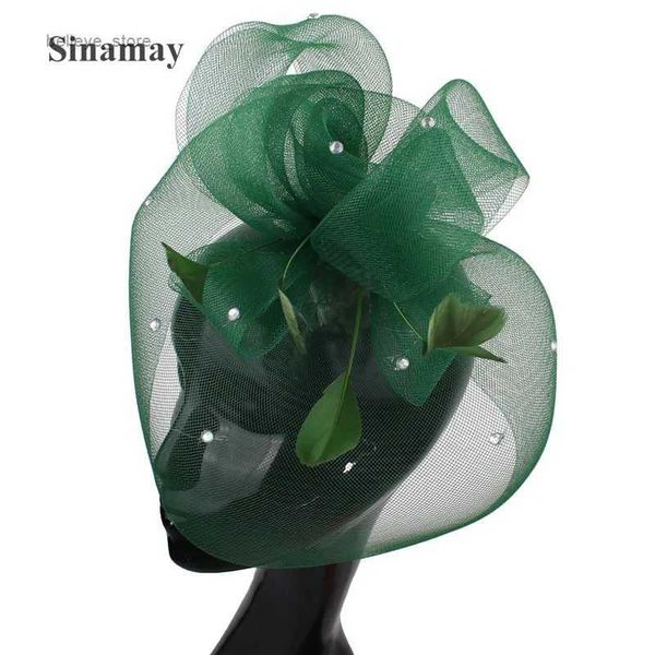 Outros nova malha fahsion cabelo fascinator chapéu flor artesanal headwear vestido formal cocktail cocar tule acessórios de cabelo pinl231221